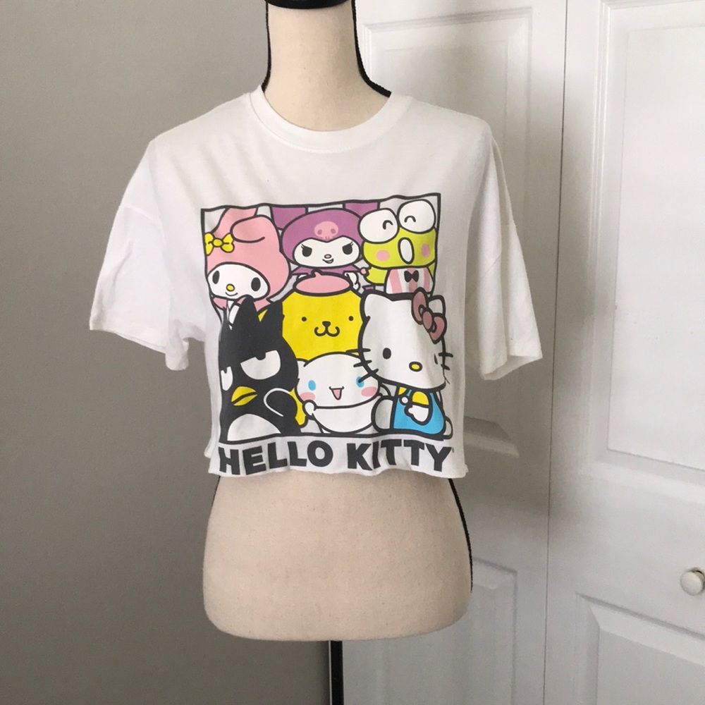 HELLO KITTY Women Customized Crop White Tee | L